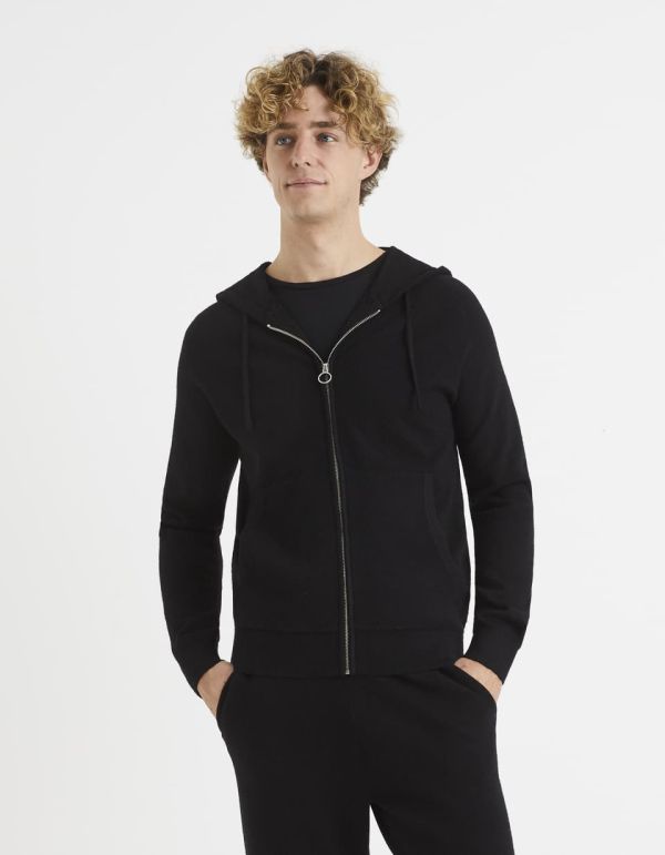 Sweat maille capuche zippé