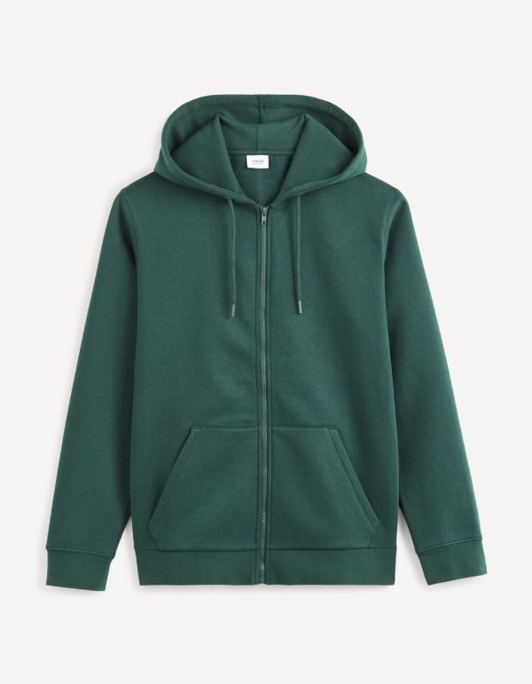 Sweat zippé à capuche - vert