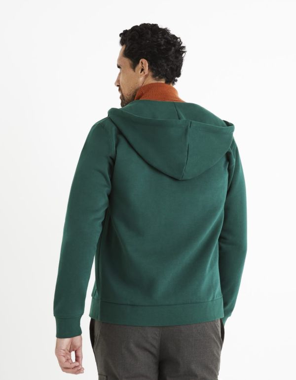 Sweat zippé à capuche - vert