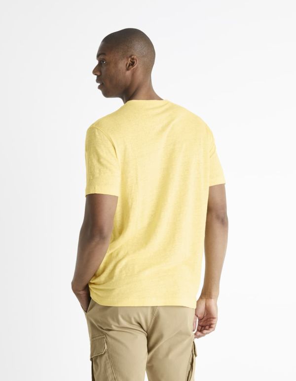 T-shirt col henley 100% lin