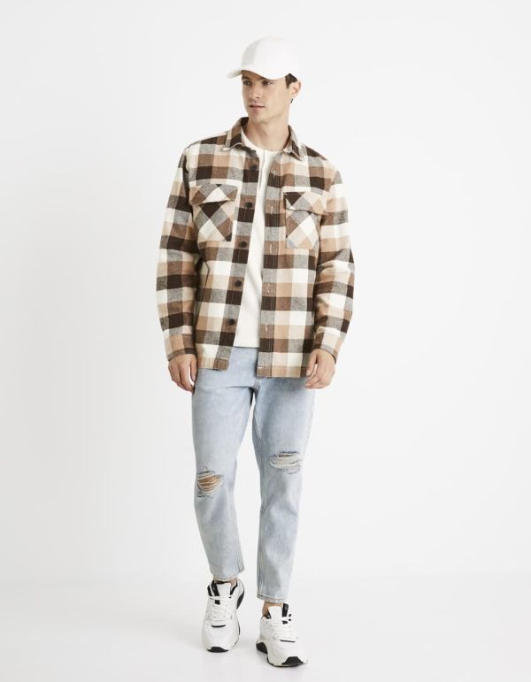 T-shirt col henley coton mélangé - ecru