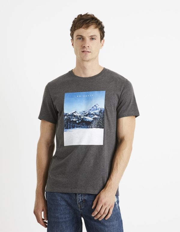 T-shirt col rond 100% coton - anthracite