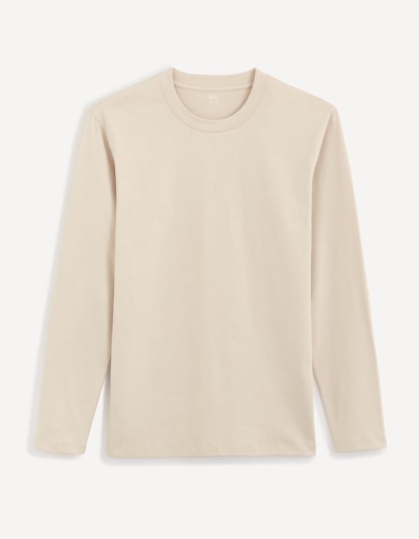 T-shirt col rond 100% coton - beige