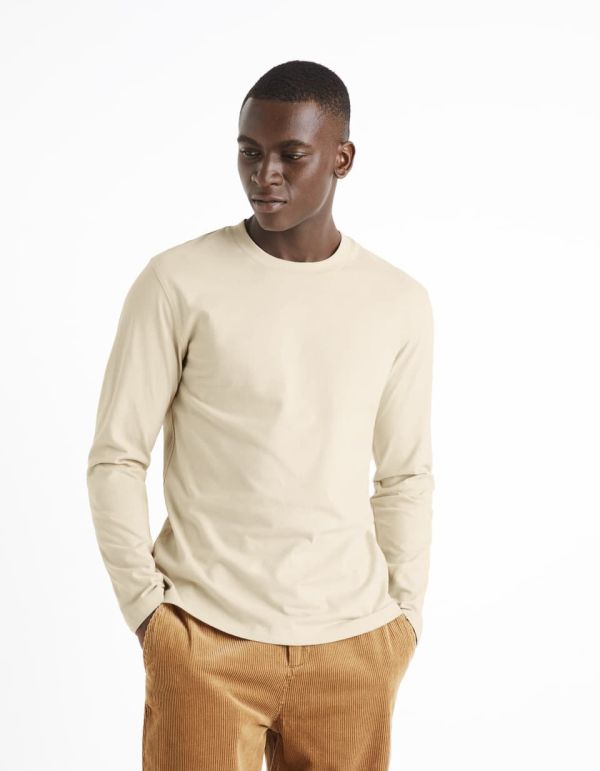 T-shirt col rond 100% coton - beige
