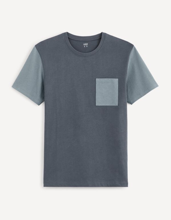 T-shirt col rond 100% coton - bleu