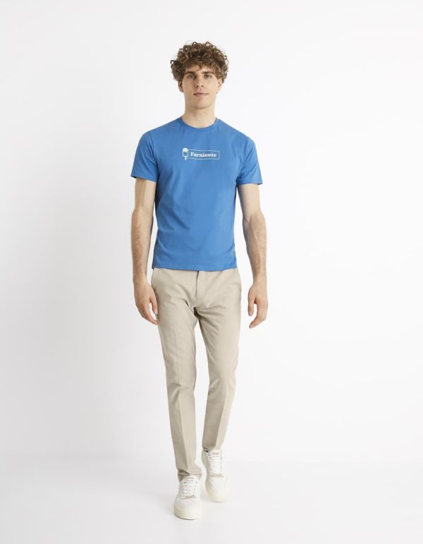 T-shirt col rond 100% coton - bleu