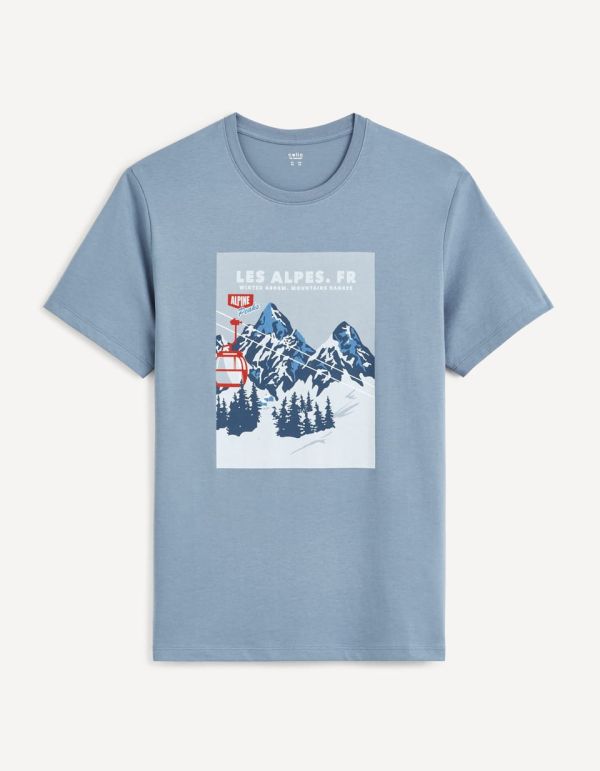 T-shirt col rond 100% coton - bleu