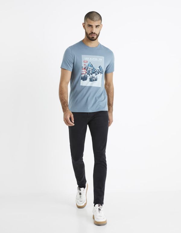 T-shirt col rond 100% coton - bleu