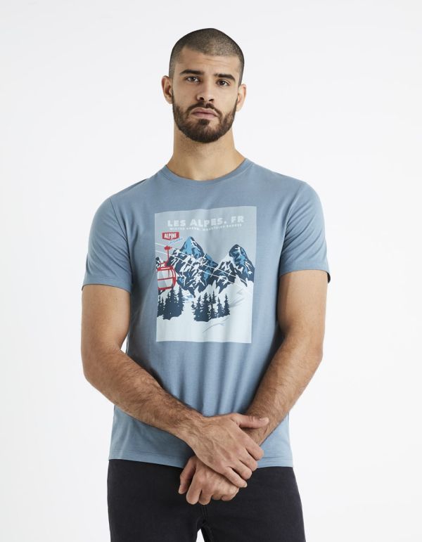 T-shirt col rond 100% coton - bleu