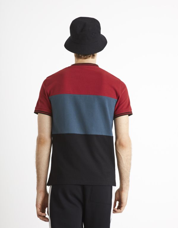 T-shirt col rond 100 % coton color block