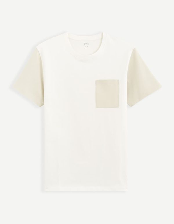 T-shirt col rond 100% coton - ecru