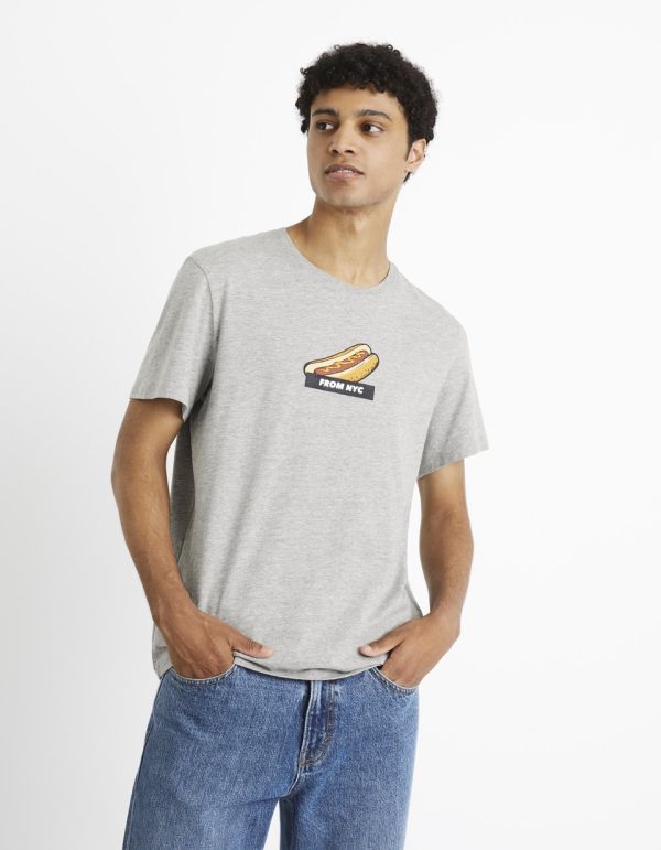 T-shirt col rond 100% coton - gris