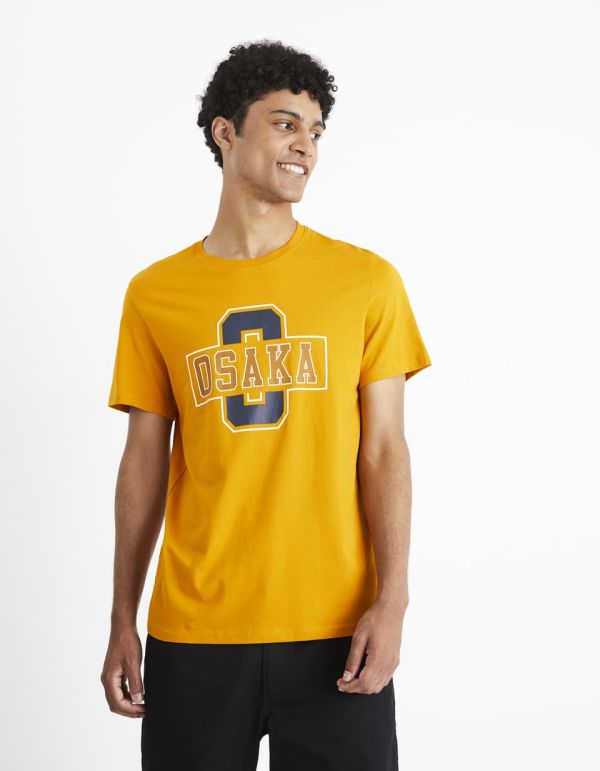 T-shirt col rond 100% coton - jaune