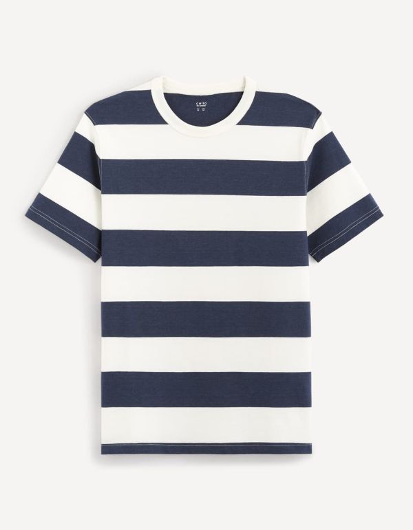 T-shirt col rond 100% coton marinière