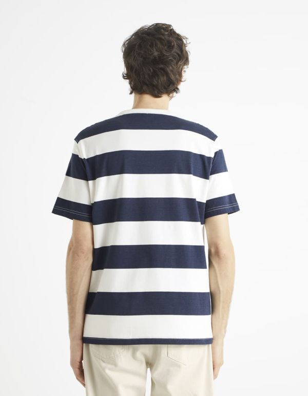 T-shirt col rond 100% coton marinière