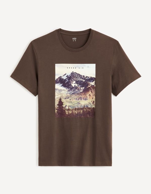 T-shirt col rond 100% coton - marron