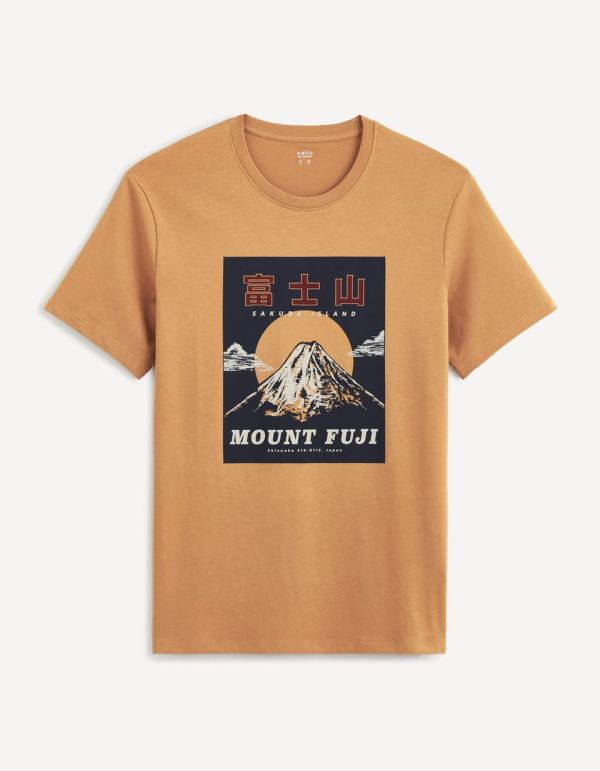 T-shirt col rond 100% coton - marron