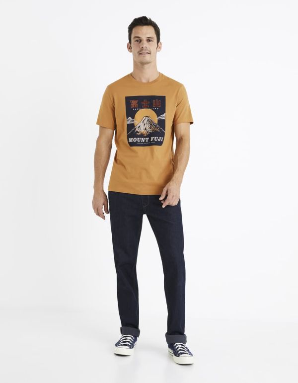 T-shirt col rond 100% coton - marron