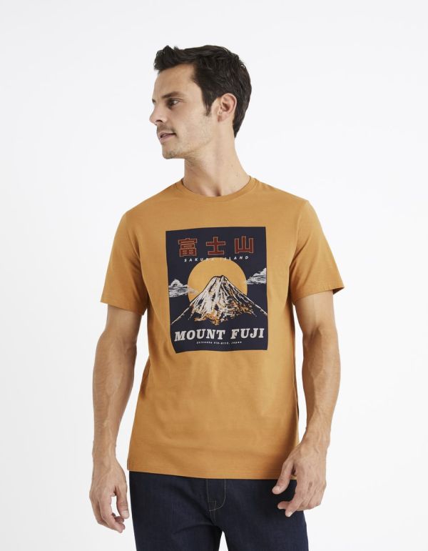 T-shirt col rond 100% coton - marron