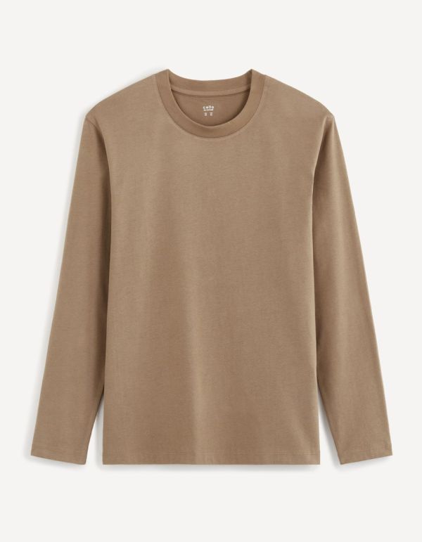 T-shirt col rond 100% coton - marron