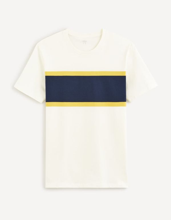 T-shirt col rond en coton mélangé