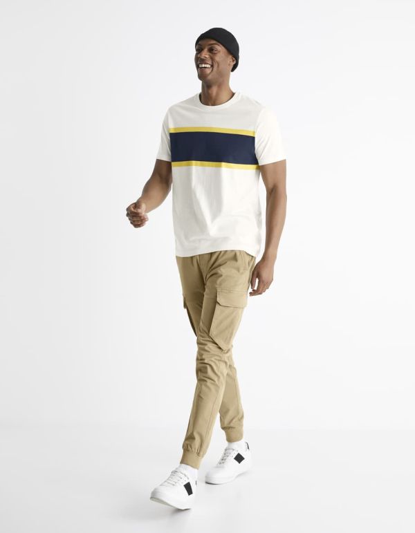 T-shirt col rond en coton mélangé