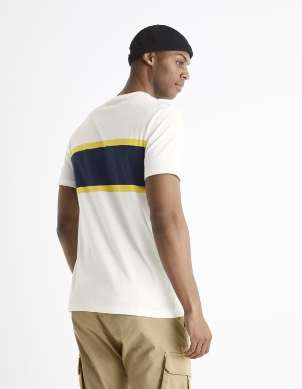 T-shirt col rond en coton mélangé