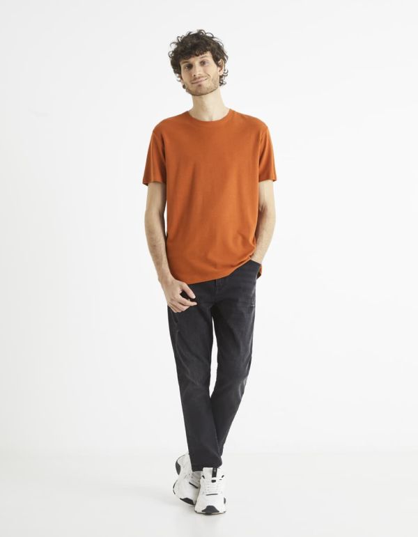 T-shirt col rond en coton mélangé