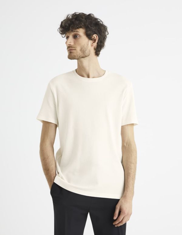 T-shirt col rond en coton mélangé