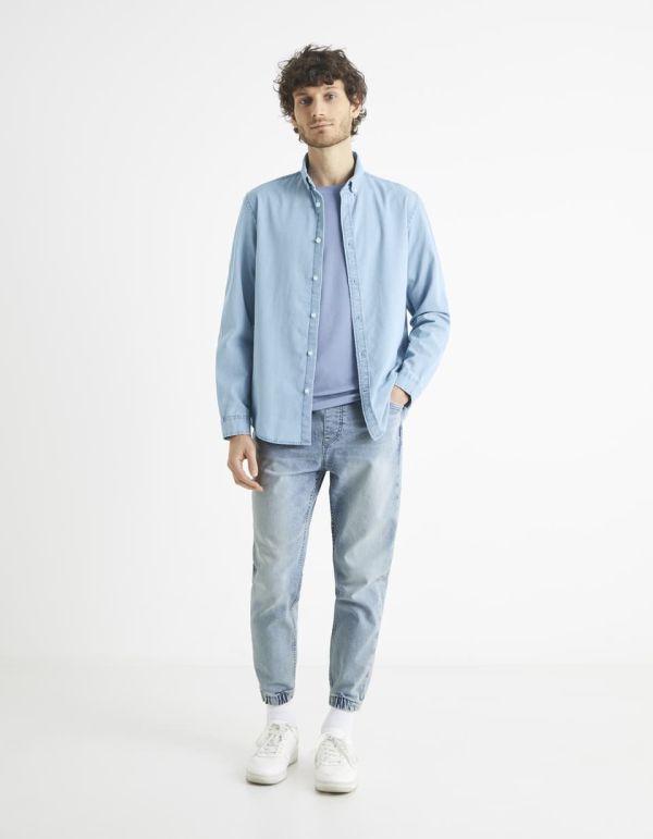 T-shirt col rond en coton mélangé