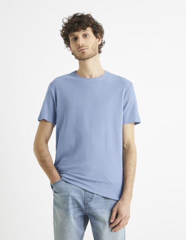 T-shirt col rond en coton mélangé