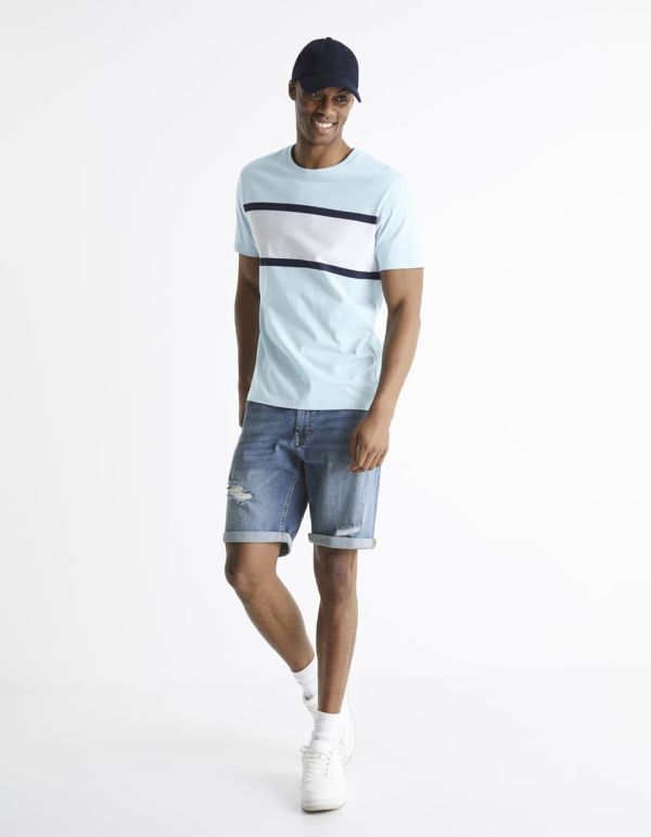 T-shirt col rond en coton mélangé