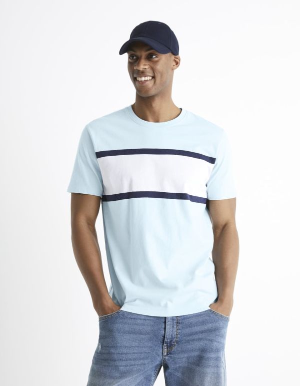 T-shirt col rond en coton mélangé