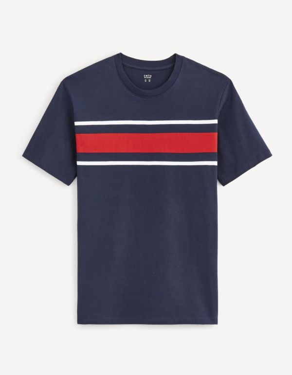 T-shirt col rond en coton mélangé