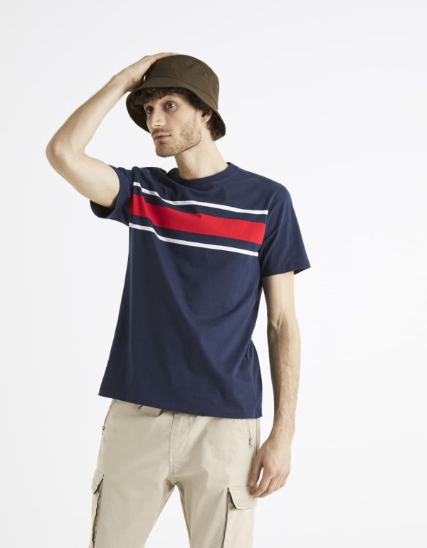 T-shirt col rond en coton mélangé