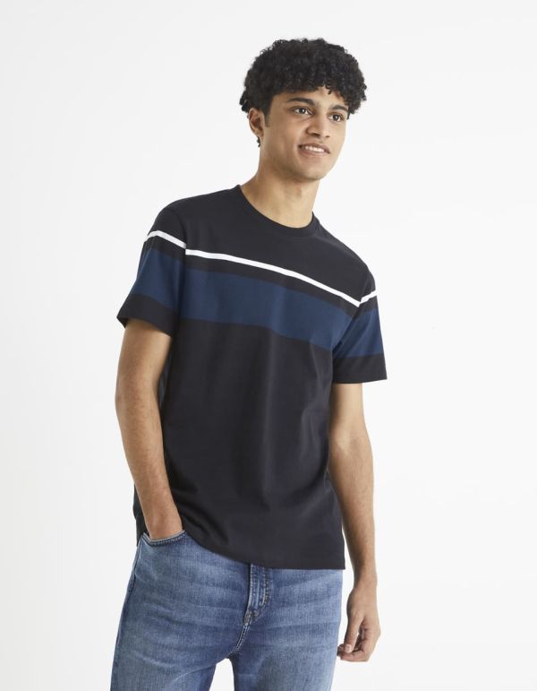 T-shirt col rond en coton mélangé