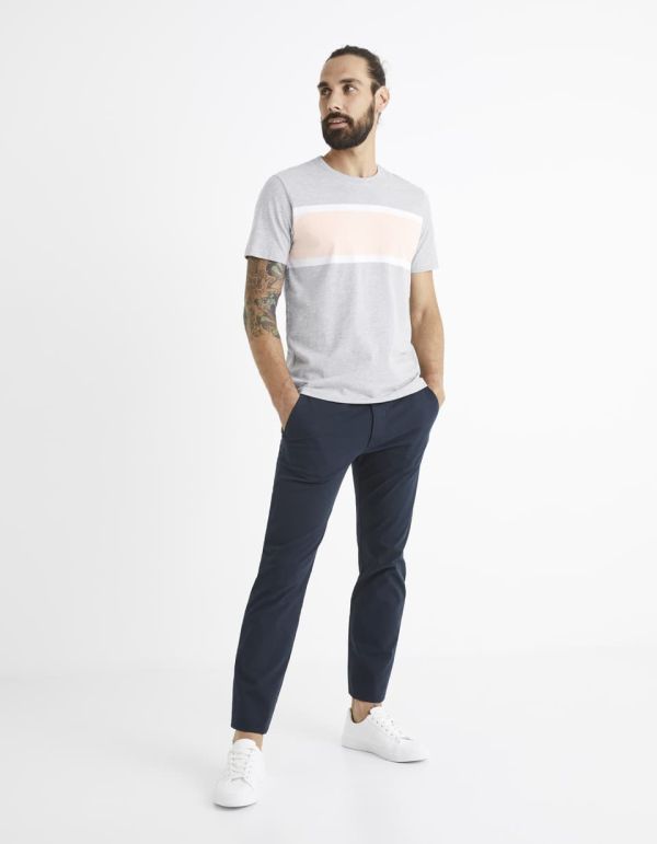 T-shirt col rond en coton mélangé