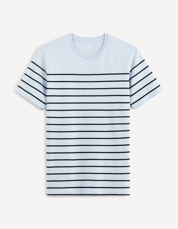 T-shirt col rond marinière 100% coton