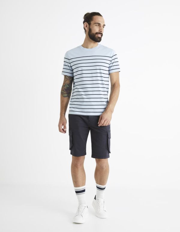 T-shirt col rond marinière 100% coton