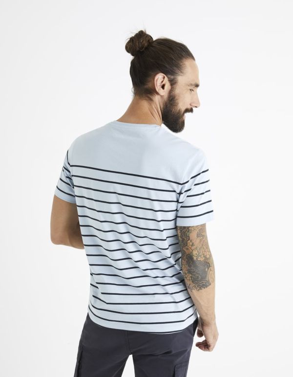 T-shirt col rond marinière 100% coton