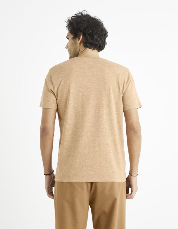 T-shirt col tunisien 100% coton