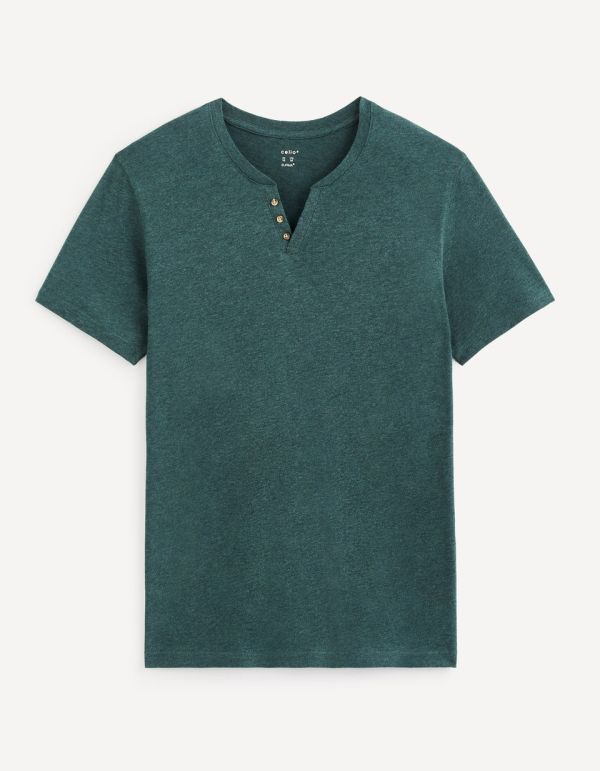 T-shirt col tunisien 100% coton