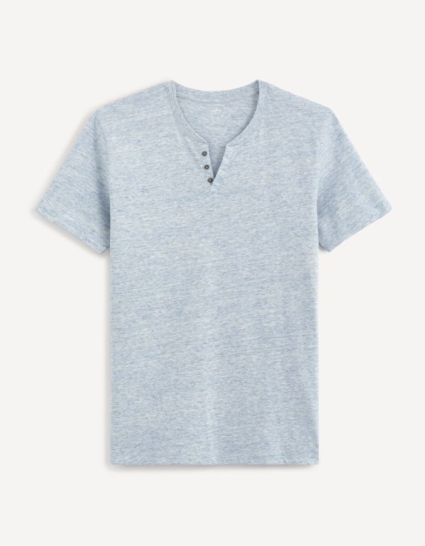 T-shirt col tunisien 100% coton