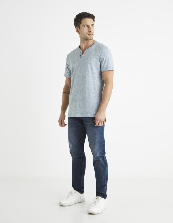 T-shirt col tunisien 100% coton