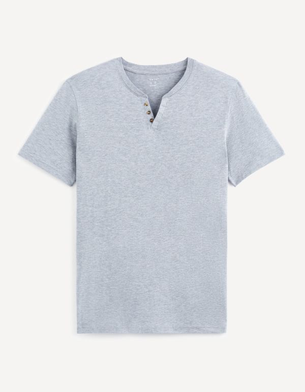 T-shirt col tunisien 100% coton