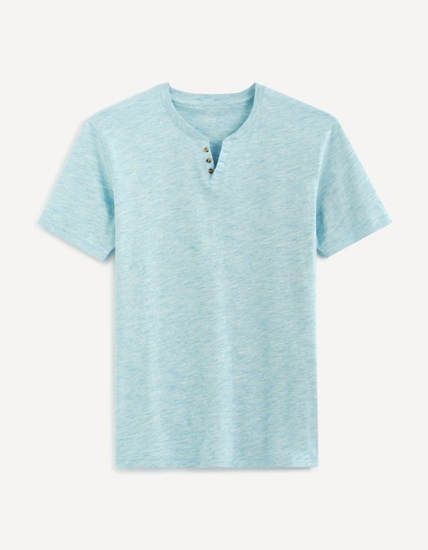 T-shirt col tunisien 100% coton