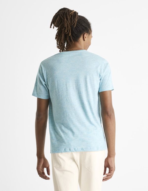 T-shirt col tunisien 100% coton