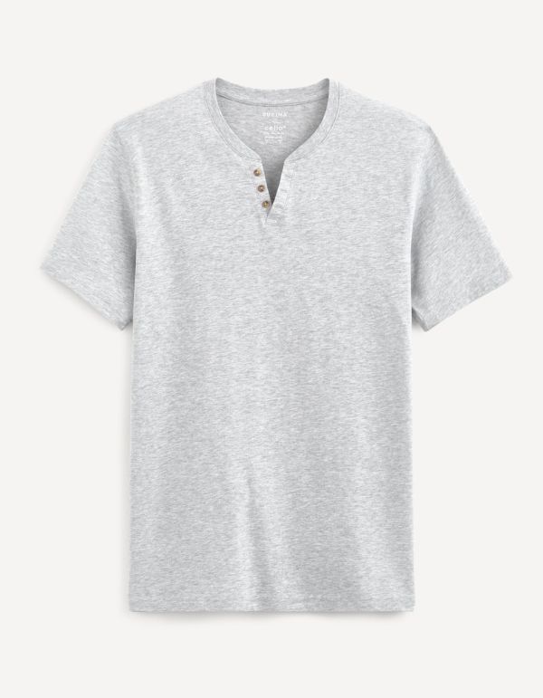 T-shirt col tunisien 100% coton