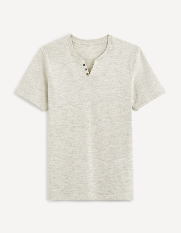 T-shirt col tunisien 100% coton