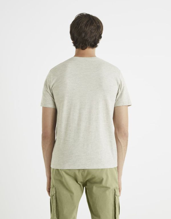 T-shirt col tunisien 100% coton